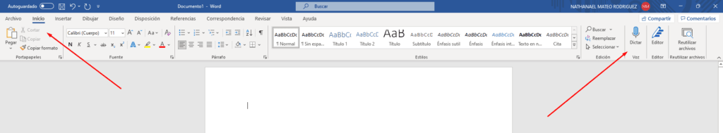 Escribir con VOZ en WORD