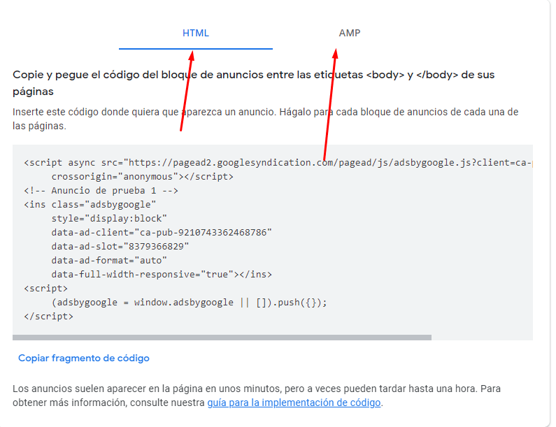Código de Bloque de anuncios Adsense