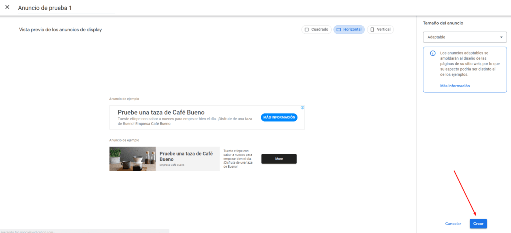 Crear bloque de anuncios de Adsense